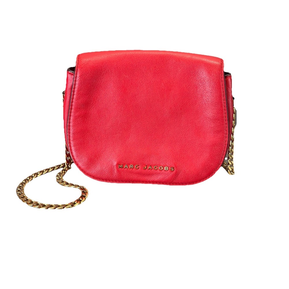 Marc Jacobs Red Leather Chain Strap Crossbody Purse Gold Hardware Small Bag